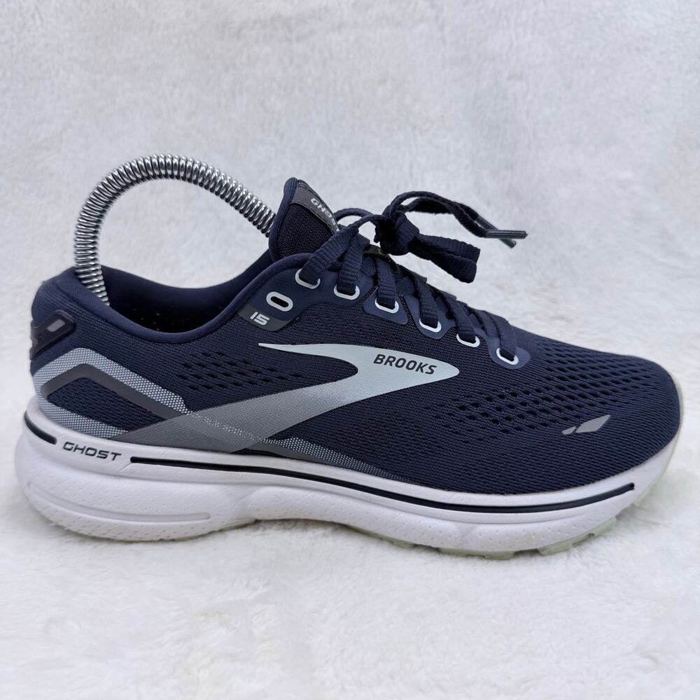 Brooks Ghost 15 Womens Running Shoes Navy Blue Gray Size 6.5 Athletic Sneakers